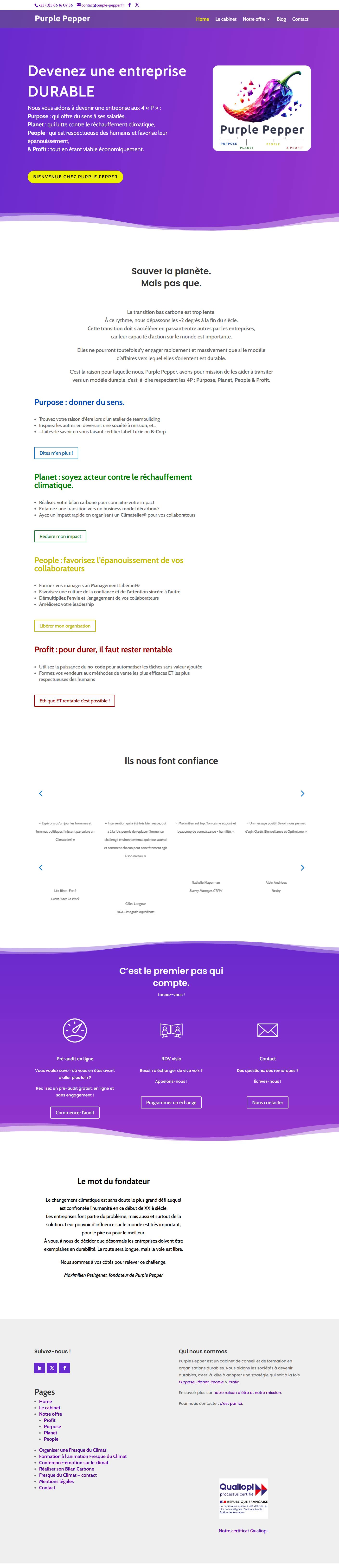 Le site de Purple Pepper en une vue, ancienne version.