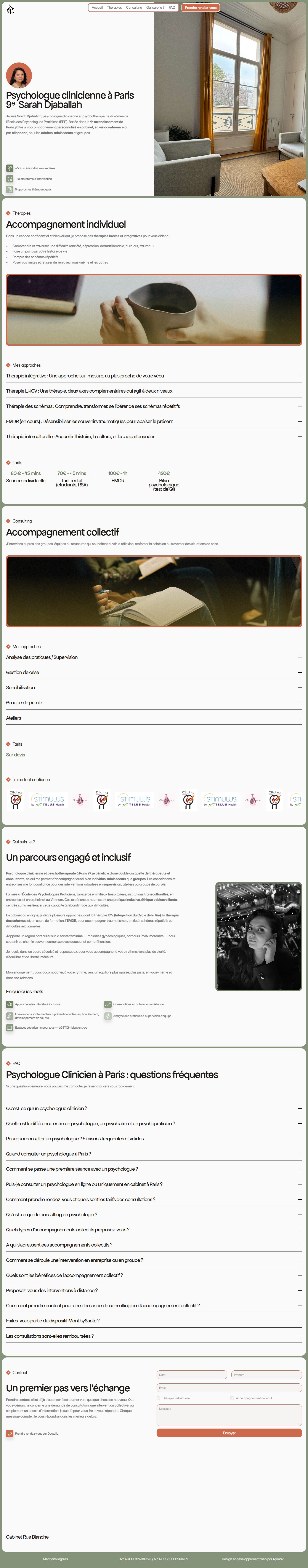 Le site Sarah Psy Paris en une vue