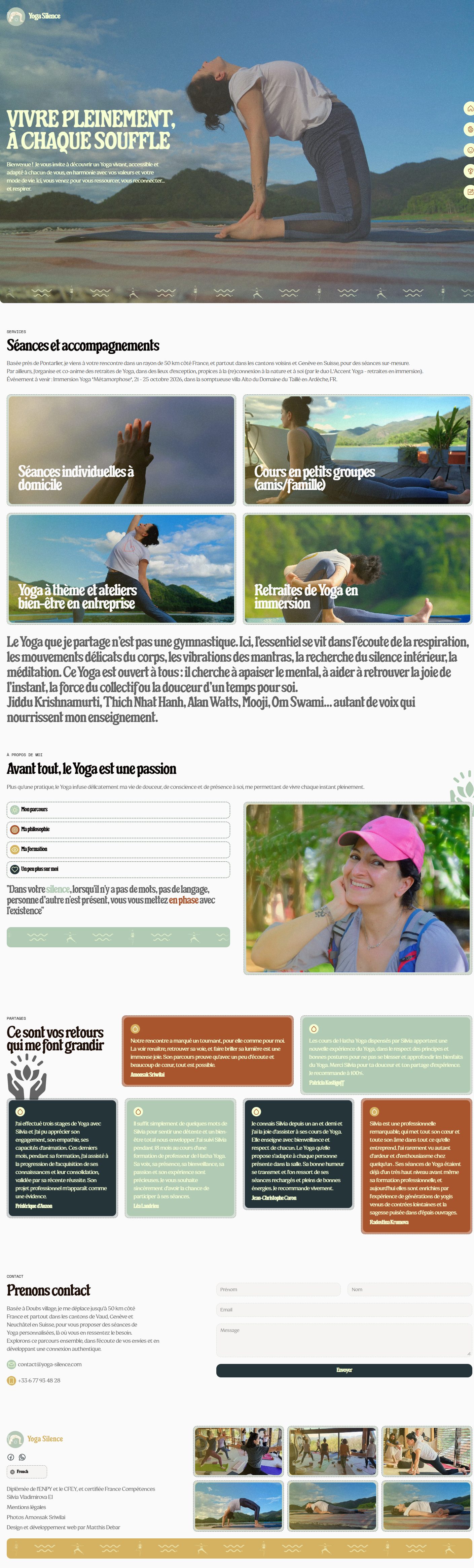 Le site Yoga Silence en une vue